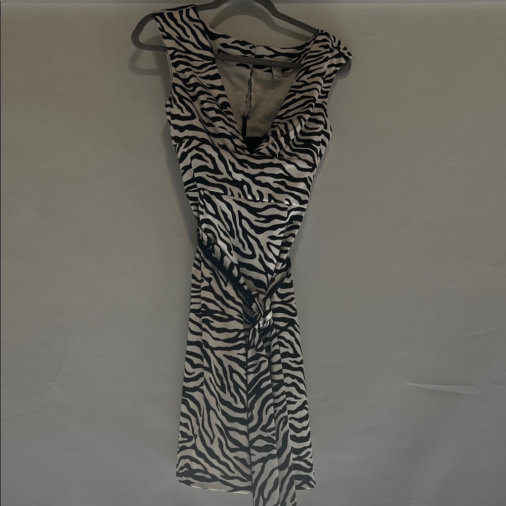 White House Black Market Black and White Asymmetrical Dress